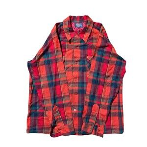 Pendleton Button Up Shirt Tartan Wool Plaid Red Blue Green Flannel Mens Sz L
